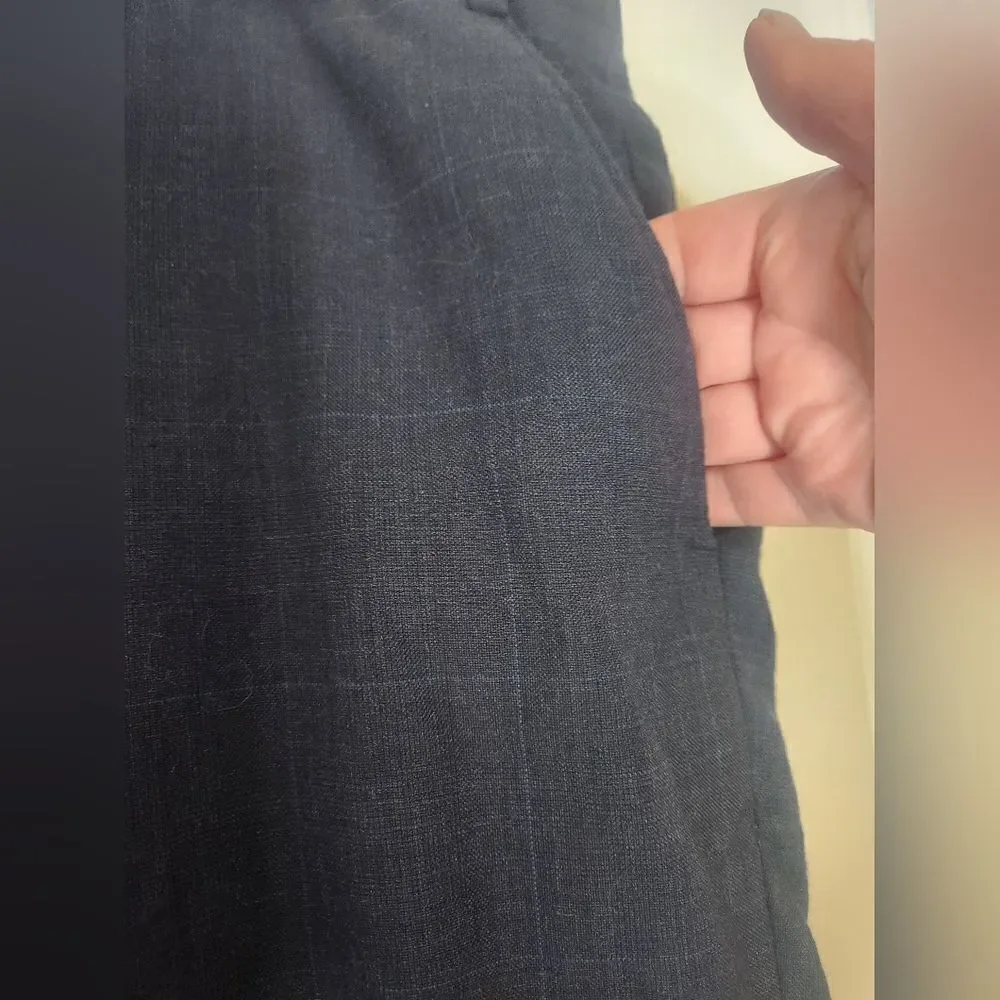 Lauren Ralph Lauren 40×32 NavyBlue Plaid 100%WOOL Pockets Zipper Men Dress Pants